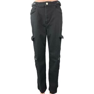 WeWoreWhat Women's Black High Rise Straight Cargo Ankle Denim Jeans Size 28